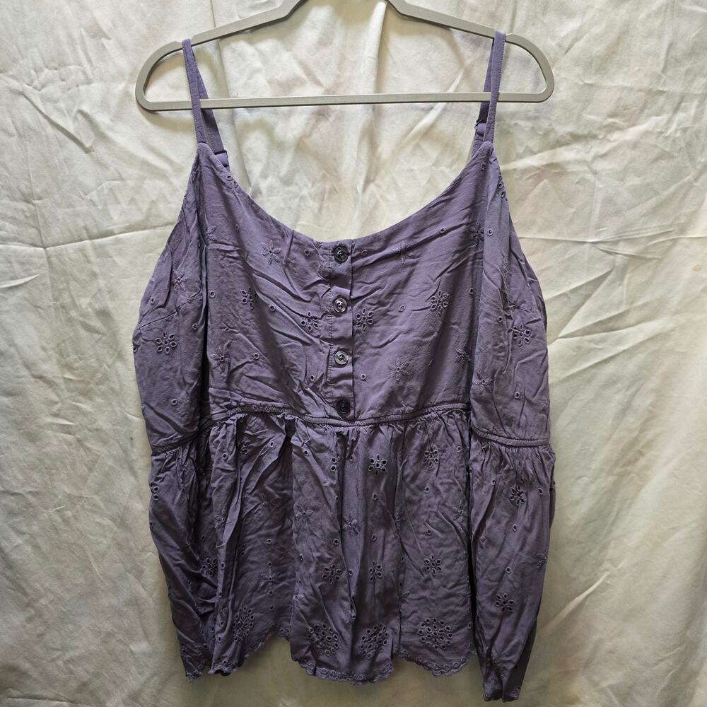 Torrid light purple eyelet tank‎ top gathered bottom adjustable straps plus 5X